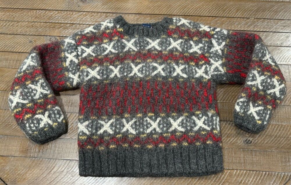 Hathaway 80's - 100% WOOL - TIGHT/THICK Wool Pullover Sweater - Sz L